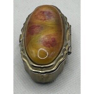 Lovely 2 Compartment Pill Box Made in Hong Kong Yellow Pink Floral Granny Core